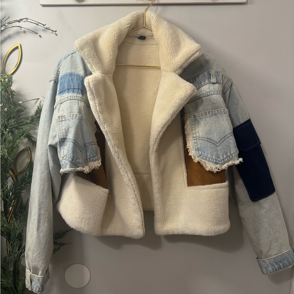 Sherpa & Denim Cropped Jacket